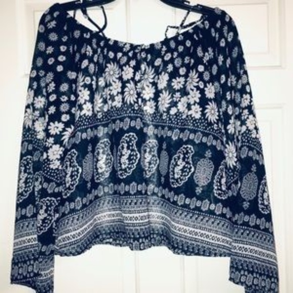 Tops - 5/$25 Off-Shoulder Paisley Blouse NWOT
